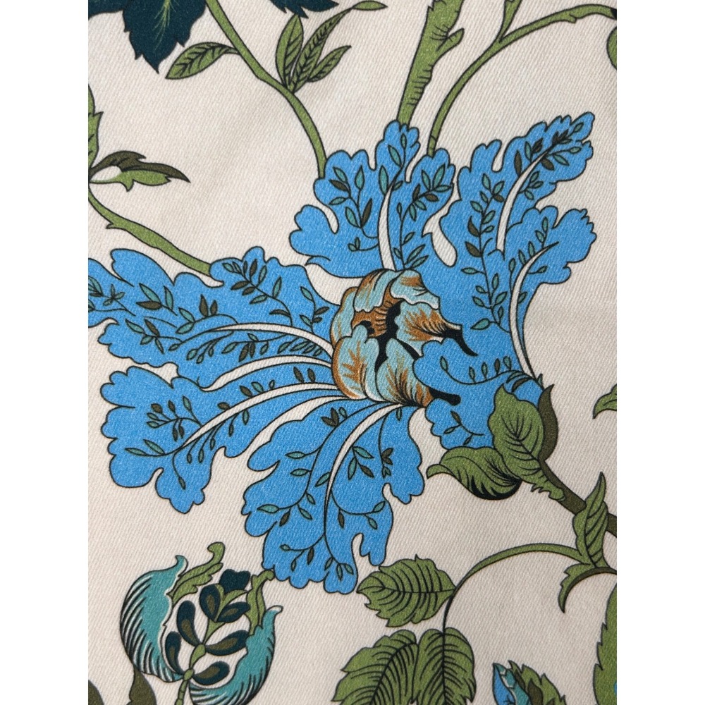 Gigio USA Floral Print High Rise Straight Leg Pants Cream Blue Size Large - Picture 4 of 10